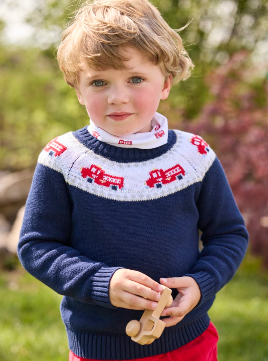 Fire Truck Fair Isle Sweater