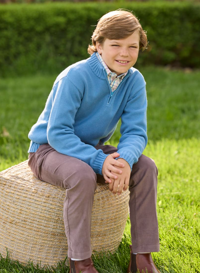 Quarter Zip Sweater  Story Blue
