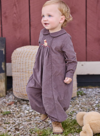 Chest Smocked Romper Seated Lab Puppy