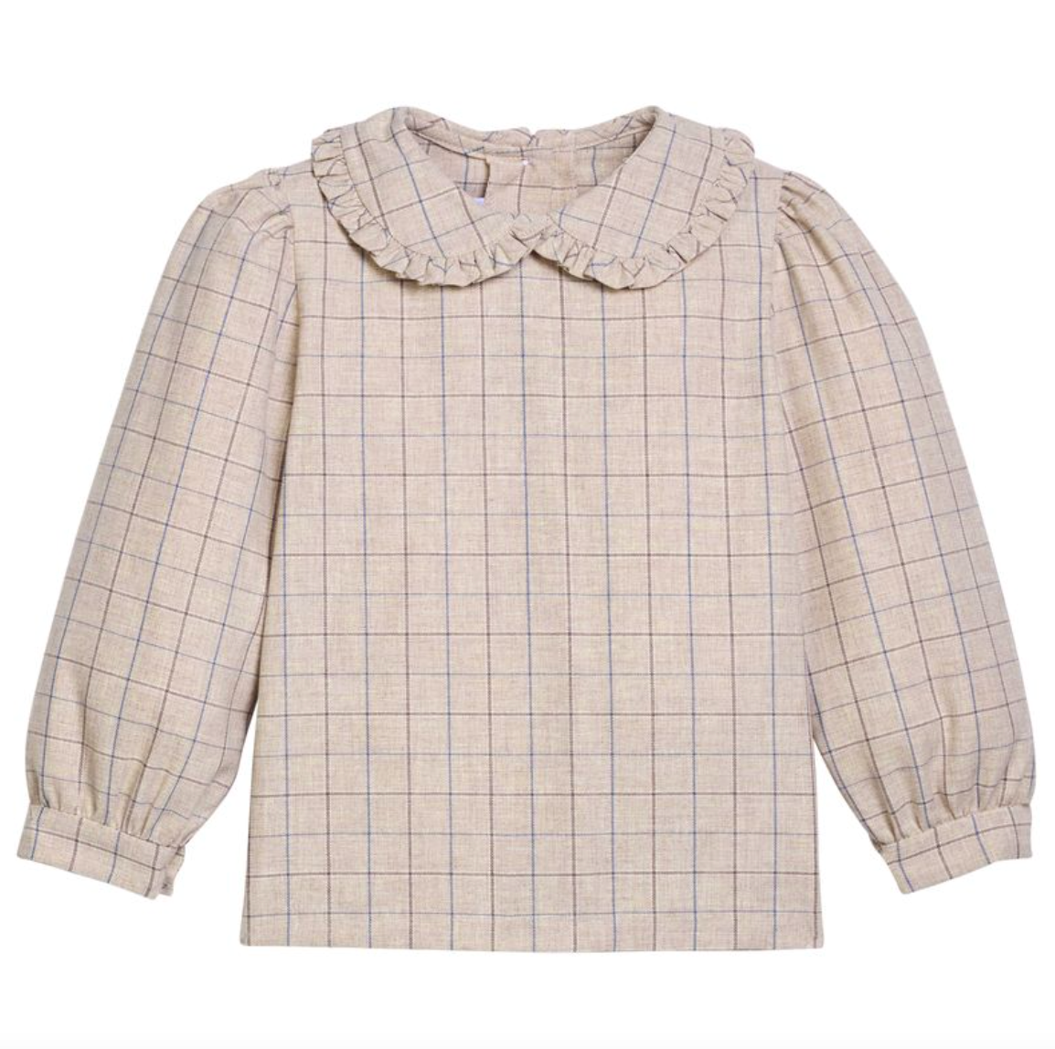 Ruffled Peter Pan Blouse - Durham Windowpane