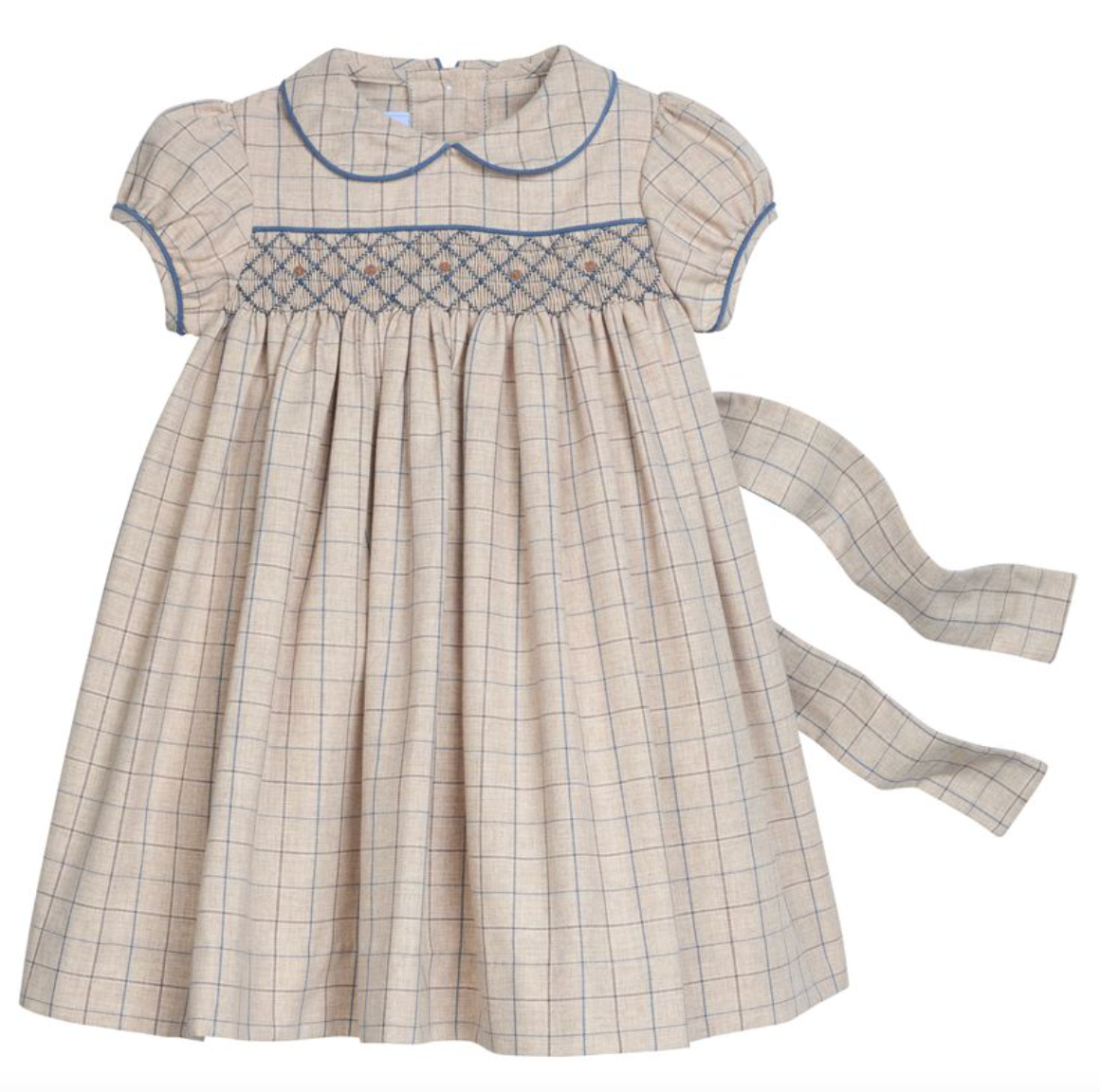 Smocked Natalie Dress - Durham Windowpane