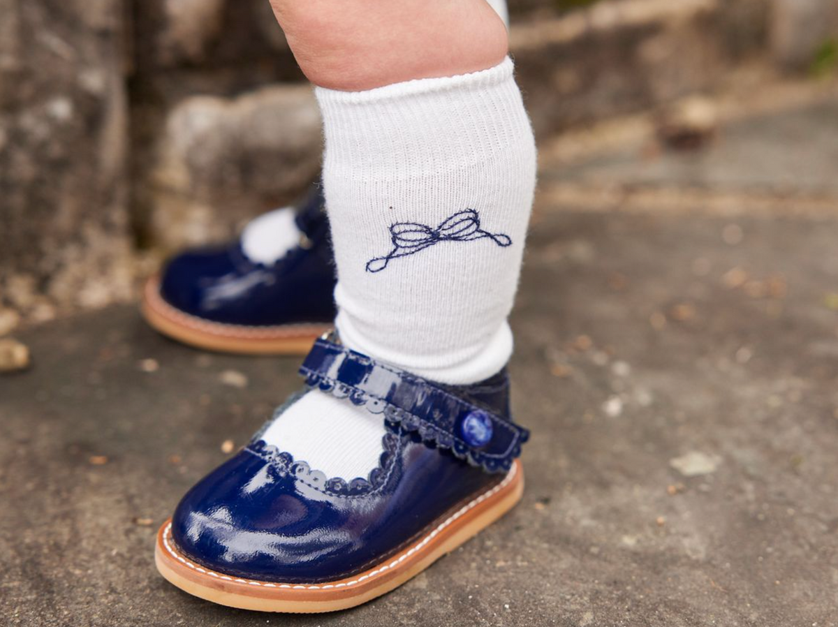 Knee Highs - Navy Bow