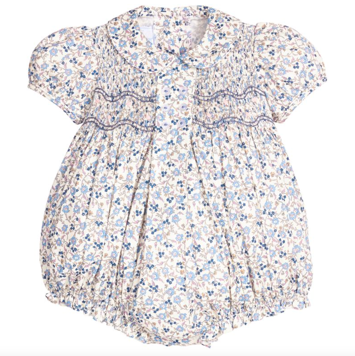 Smocked Bridget Bubble - Wisteria Floral