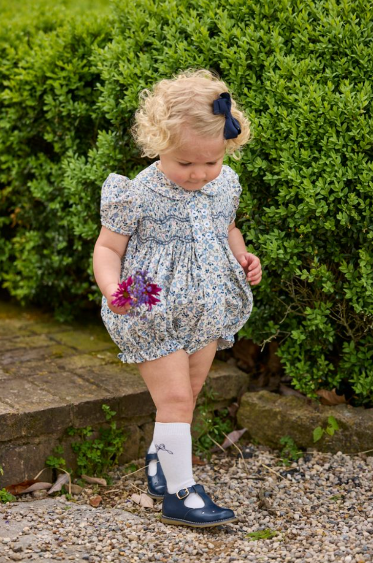 Smocked Bridget Bubble - Wisteria Floral