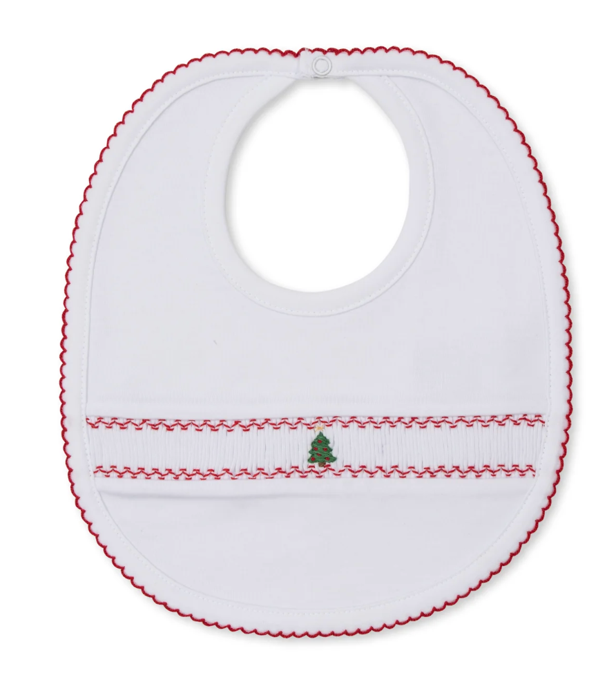Holiday Medley Bib with Hand Smocked Christmas Tree