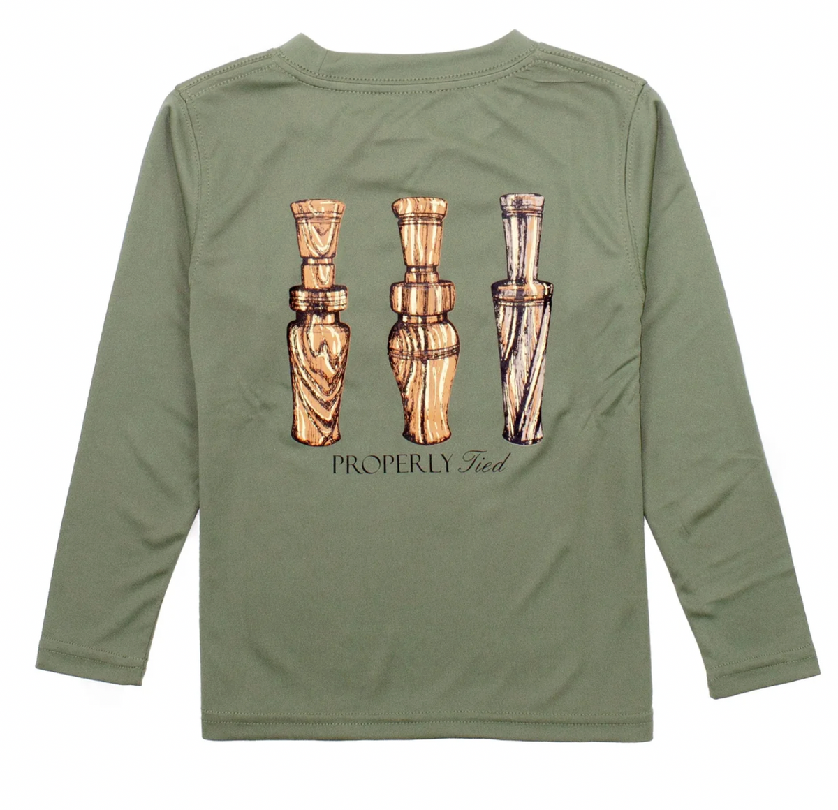 Boys Performance LS Tee Duck Calls Olive
