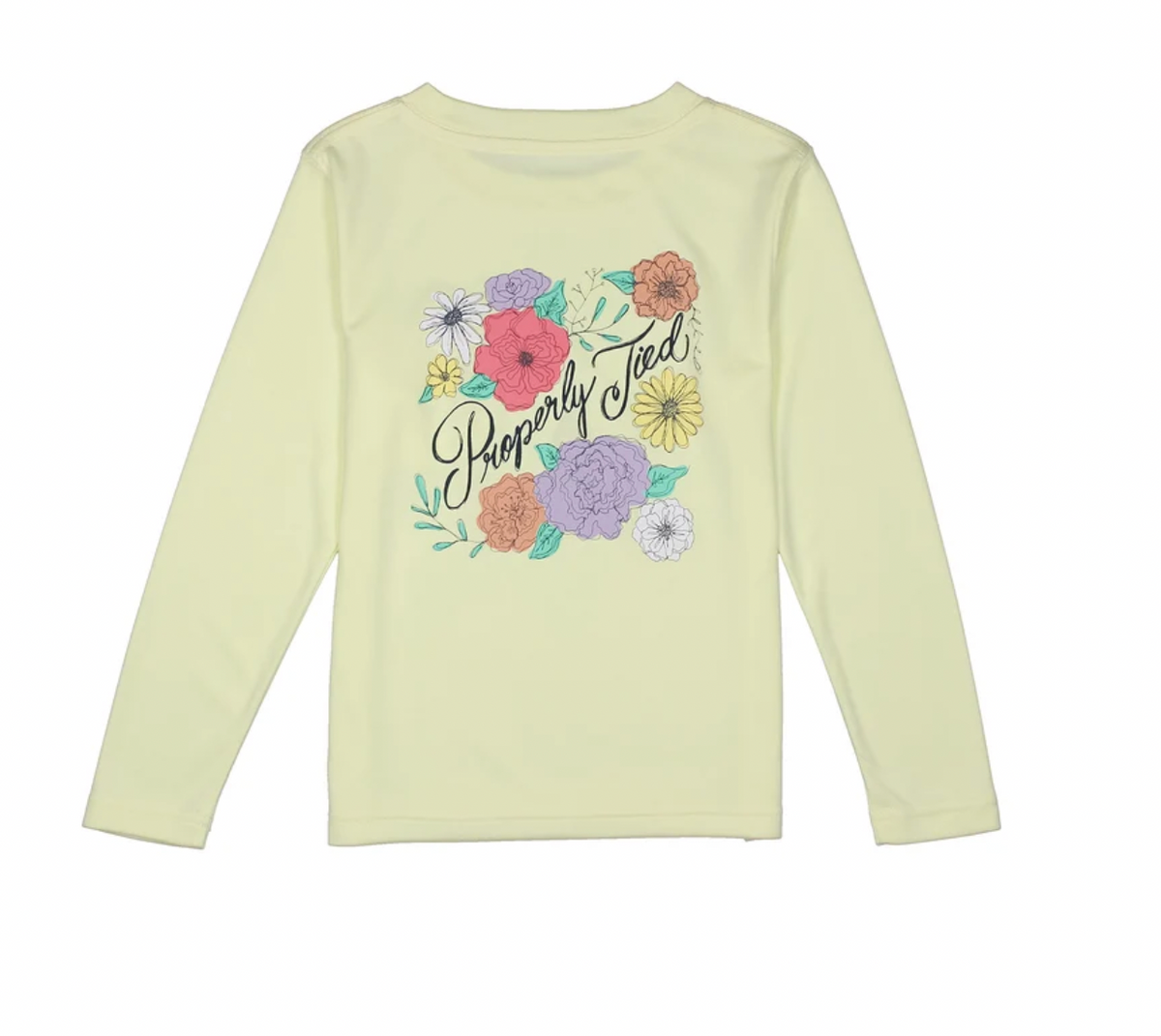 Girls Performance Tee LS Floral Light Yellow