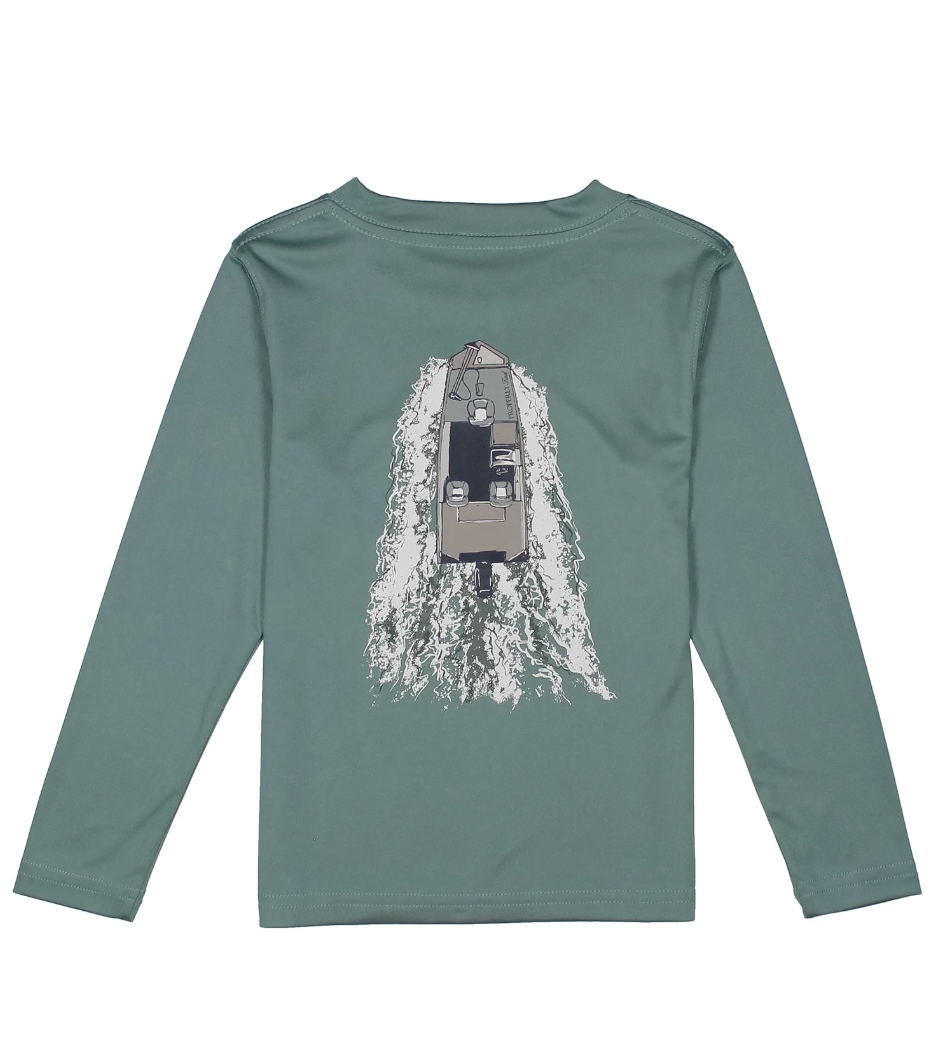 Boys Performance Tee LS On The Water  Steel Blue