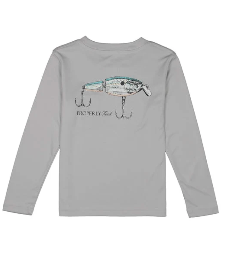 Boys Performance Tee LS Swimbait Ice  GREY