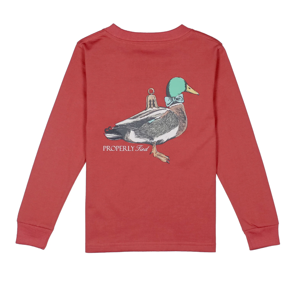 Boys Duck Ornament LS Cabernet