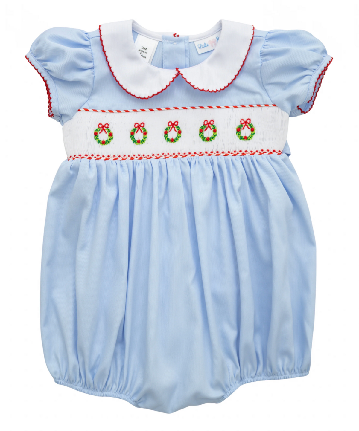 Rosie Christmas Wreath Smocked Waist Bubble