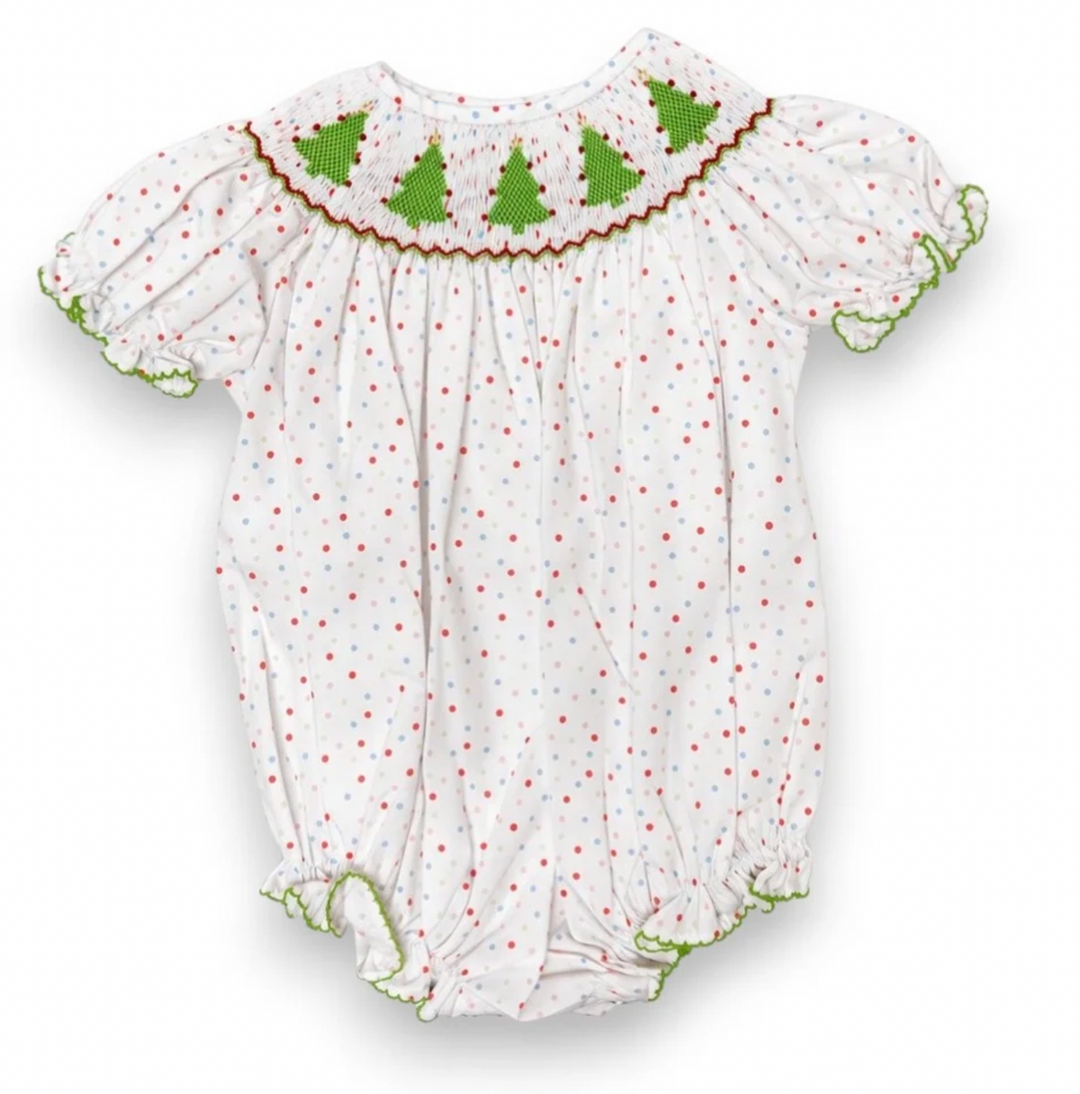 Emmie Christmas Tree Smocked Bishop Bubble