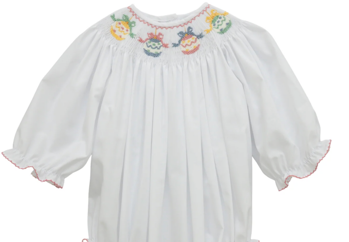 Emma Ornament Smocked Long Sleeve Bishop Dress