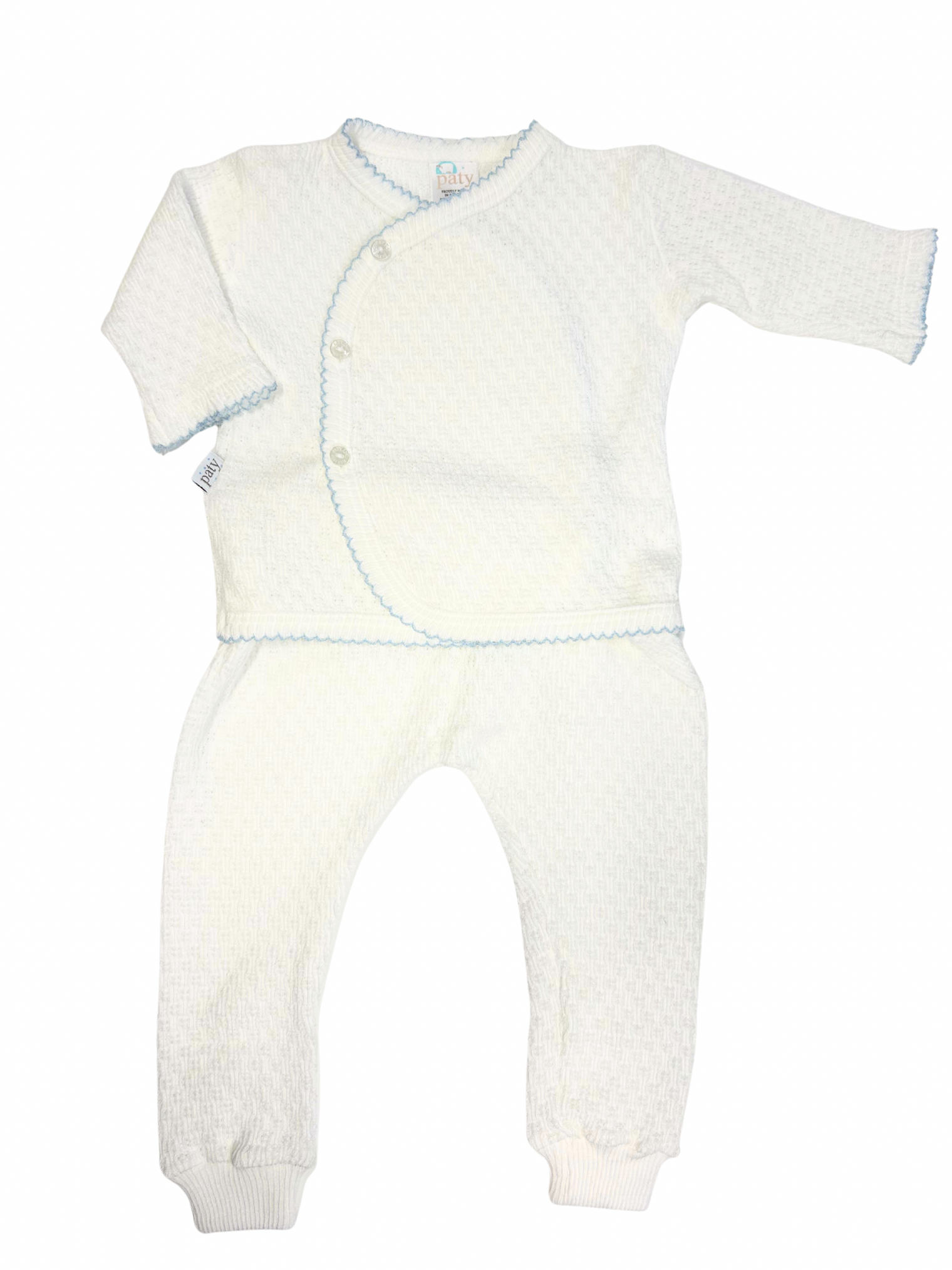 Paty Knit Kimono Set with Blue Stitching