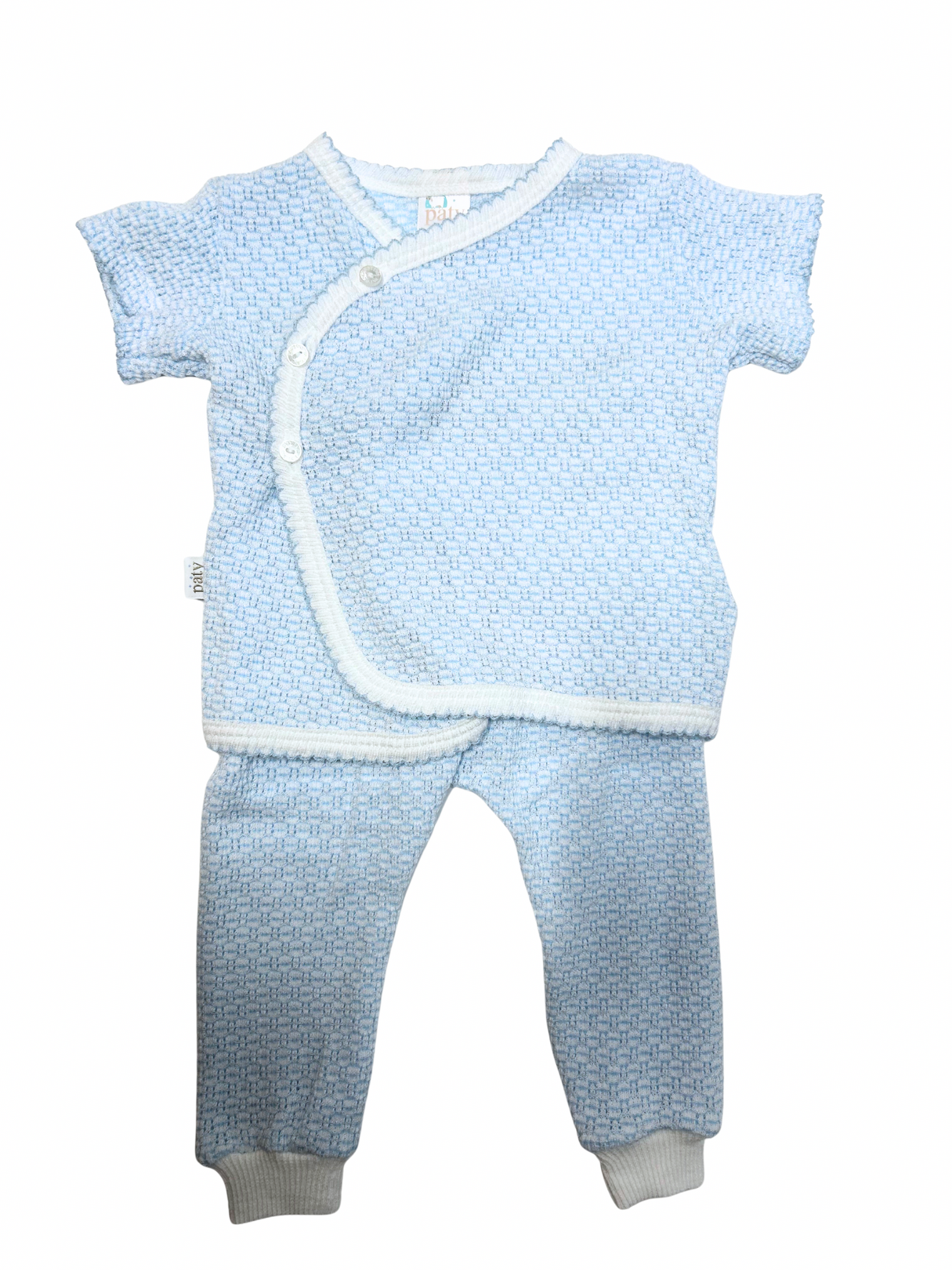 Short Sleeve Blue Kimono Set - Paty