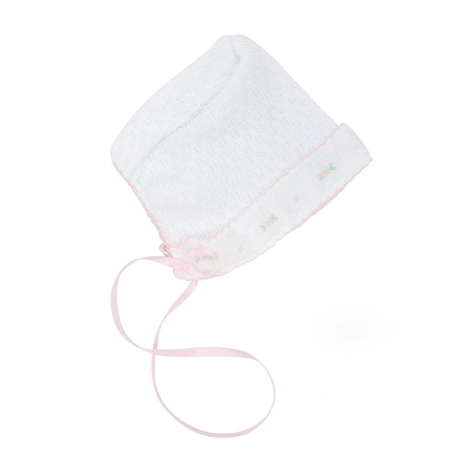Knit Bonnet with Swiss Floral Trim - Paty
