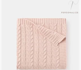 Cashmere- Like Acrylic Cable Knit Blanket 30"x40" Pink